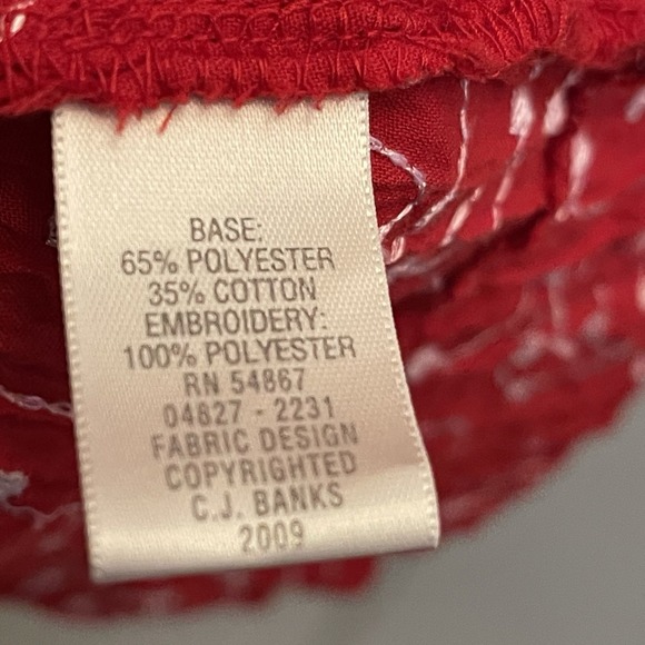 CJ Banks‎ Red Crinkle Embroidered Button Up Shirt Womens 3X - Picture 4 of 7